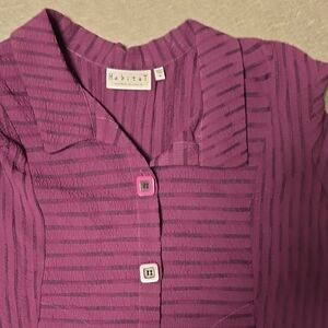 Habitat Plum Textured Top with Button Accents